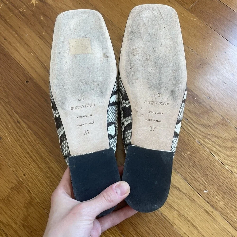 Sergio Rossi python print flat leather mules - Picture 8 of 8